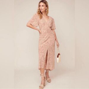 Astr the label kindred floral midi dress nude black